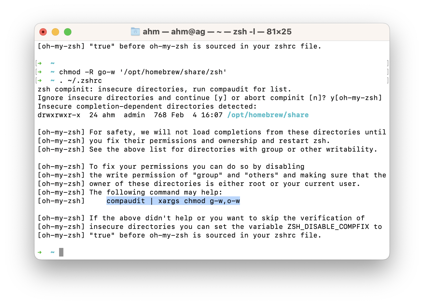zsh-completion permissions