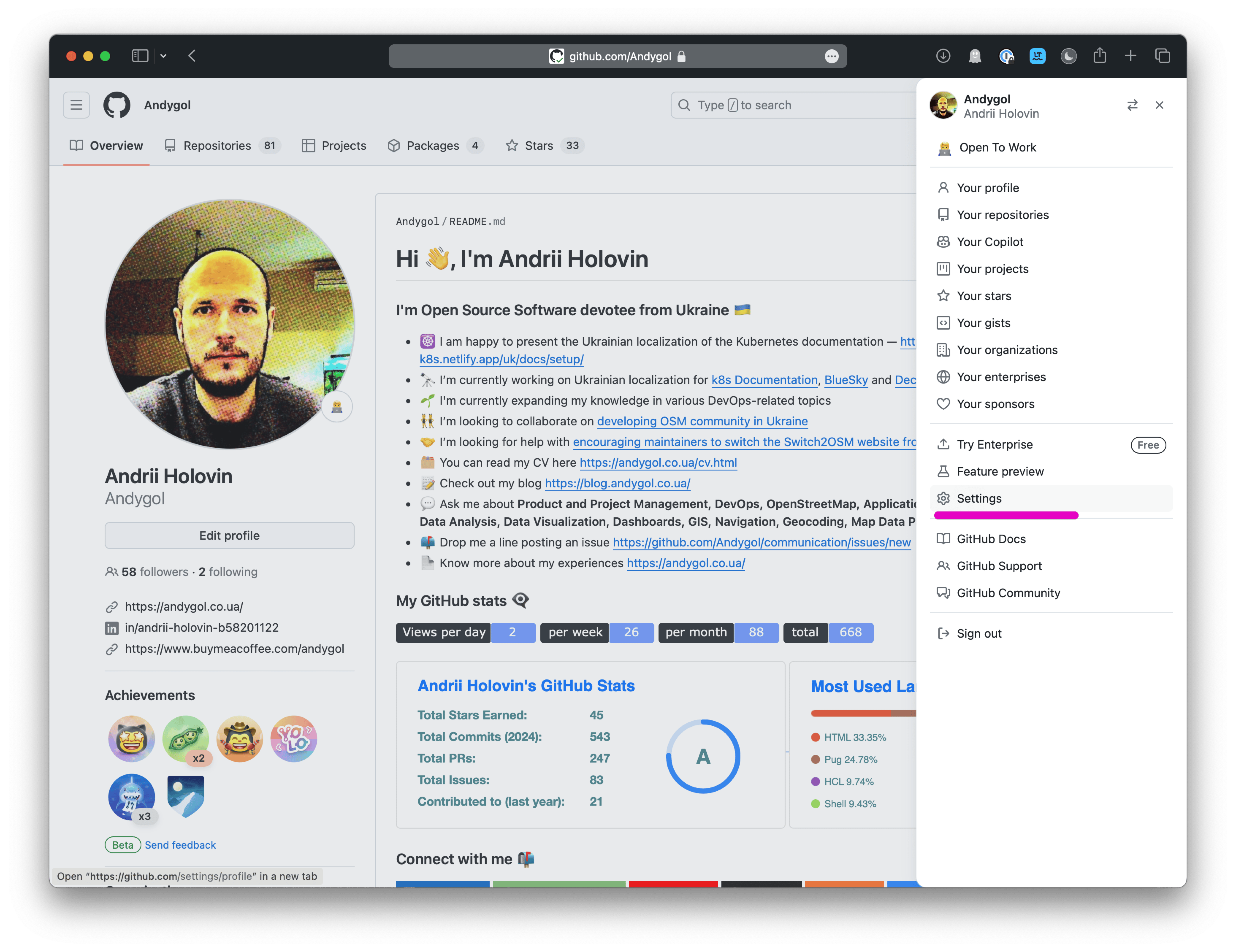GitHub Profile Settings
